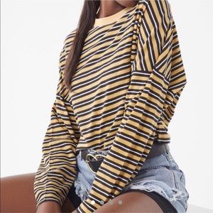 striped cropped flowy long sleeve